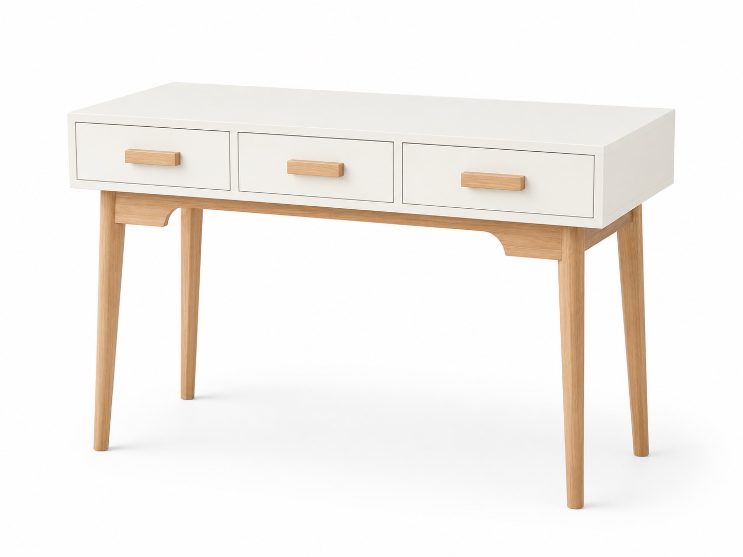 Kenton Server in Ivory viewed from an angle with solid spruce legs