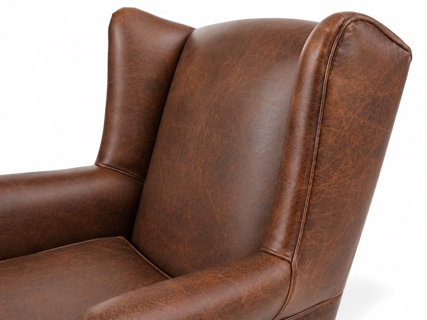 Brown leather wingback chair leather texture