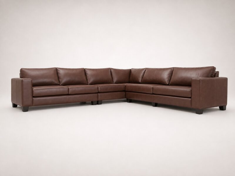 Gita Leather Corner Sofa in genuine brown leather