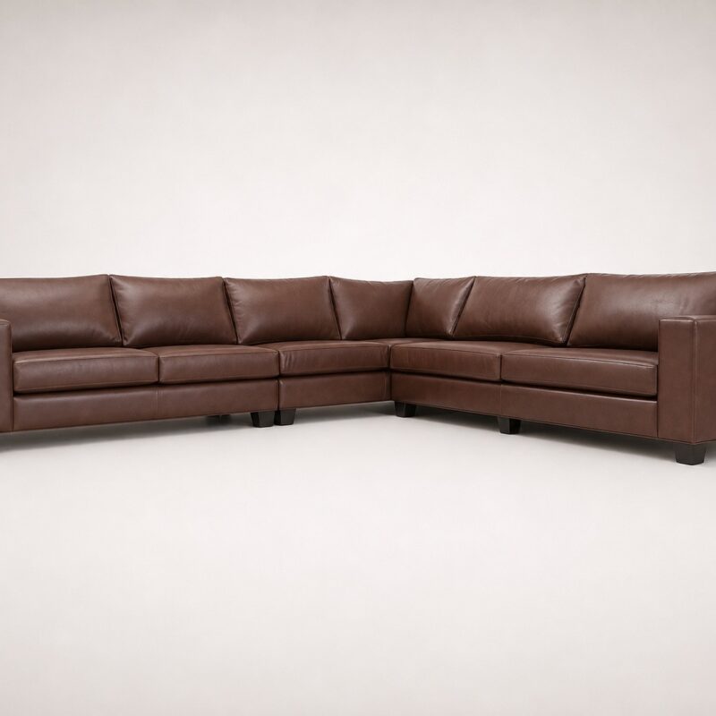 Gita Leather Corner Sofa in genuine brown leather