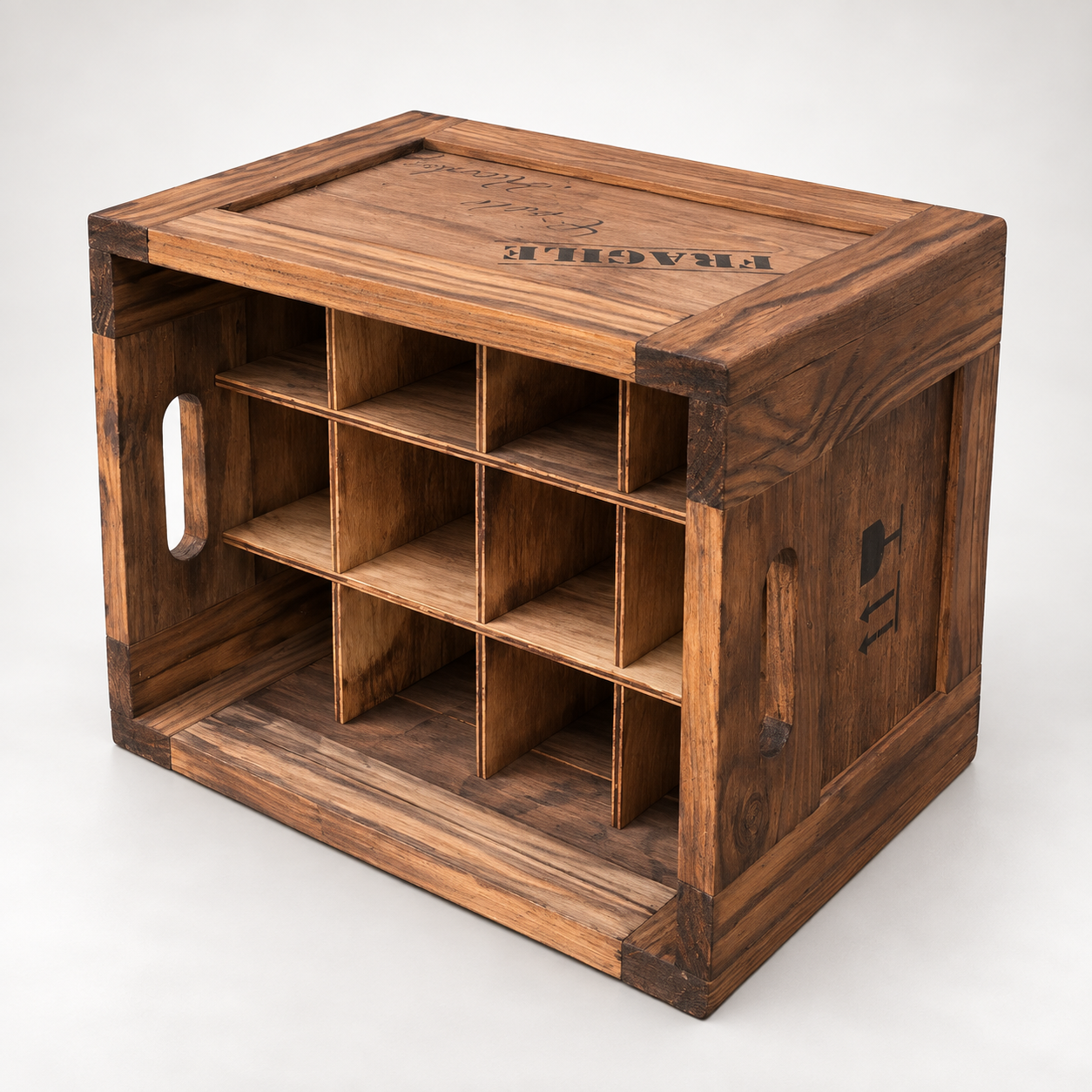 12 Bottle Wooden Wine Crate - Product View