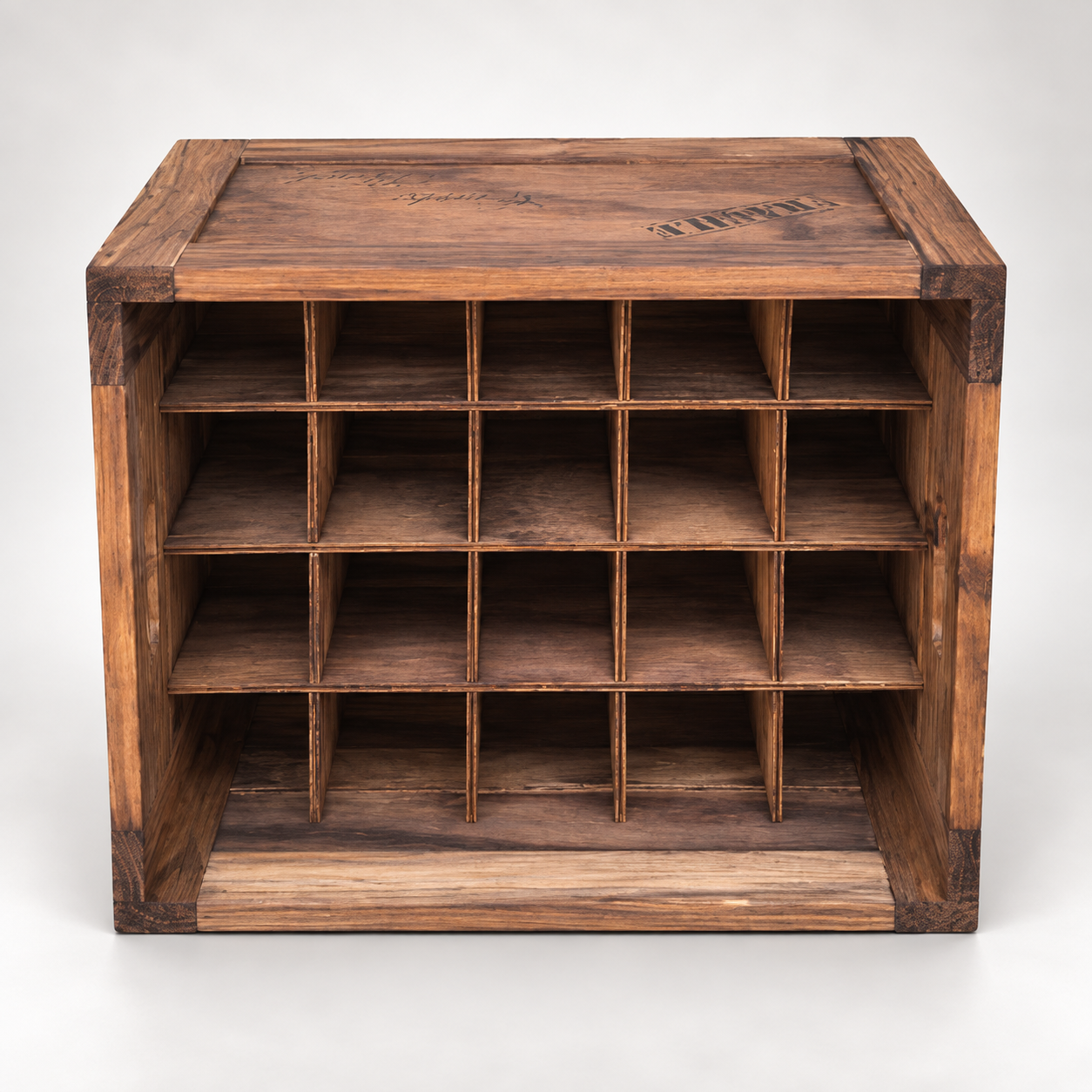 20 Bottle Wooden Wine Crate - Front View
