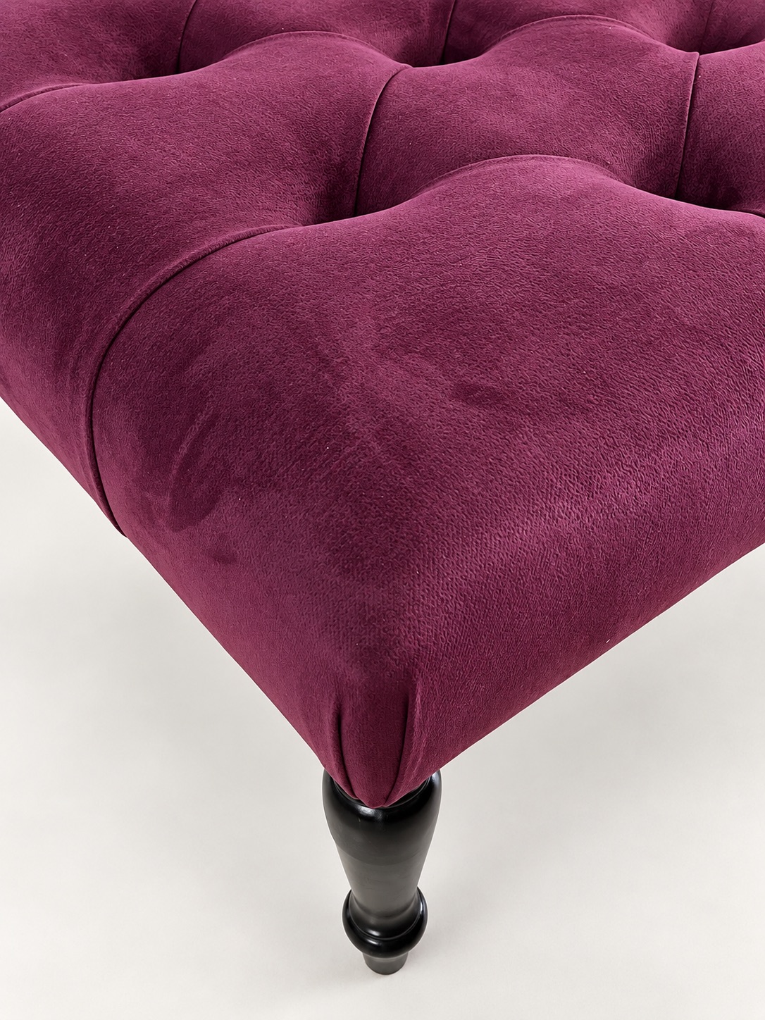 Deep Button Ottoman - Plum - Detail View