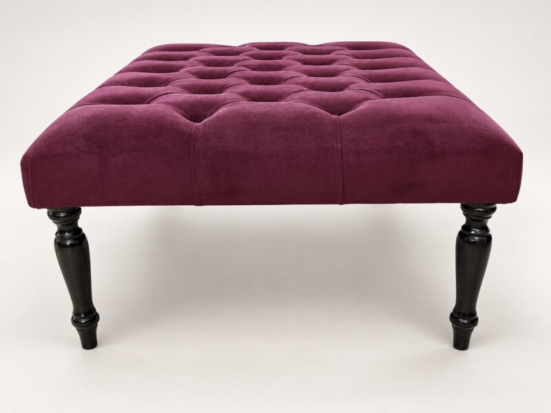 Deep Button Ottoman - Plum - Front View