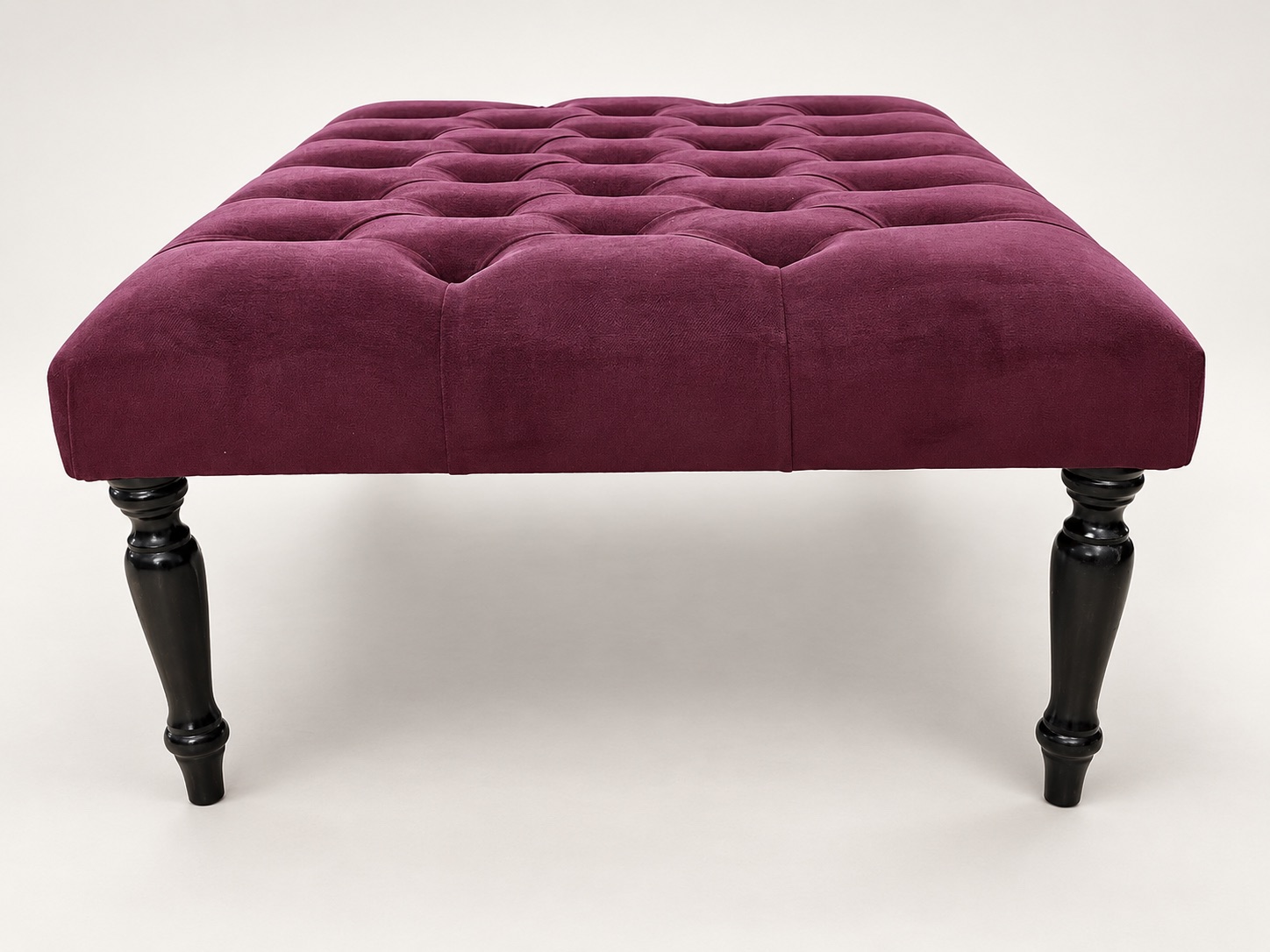 Deep Button Ottoman - Plum - Front View