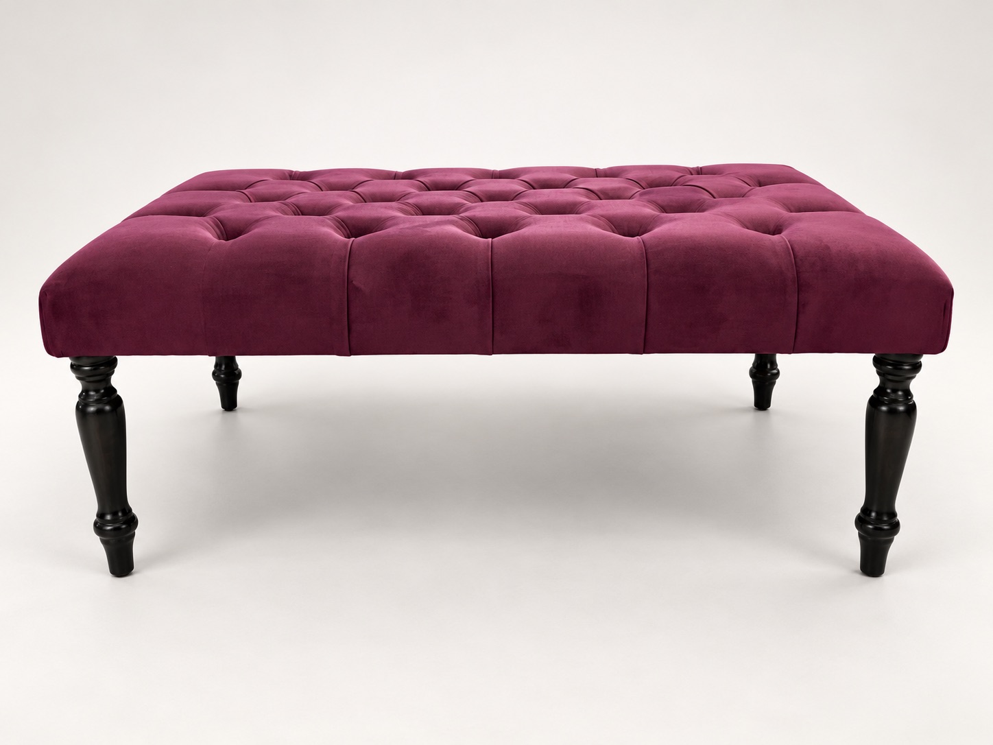 Deep Button Ottoman - Plum - Side View