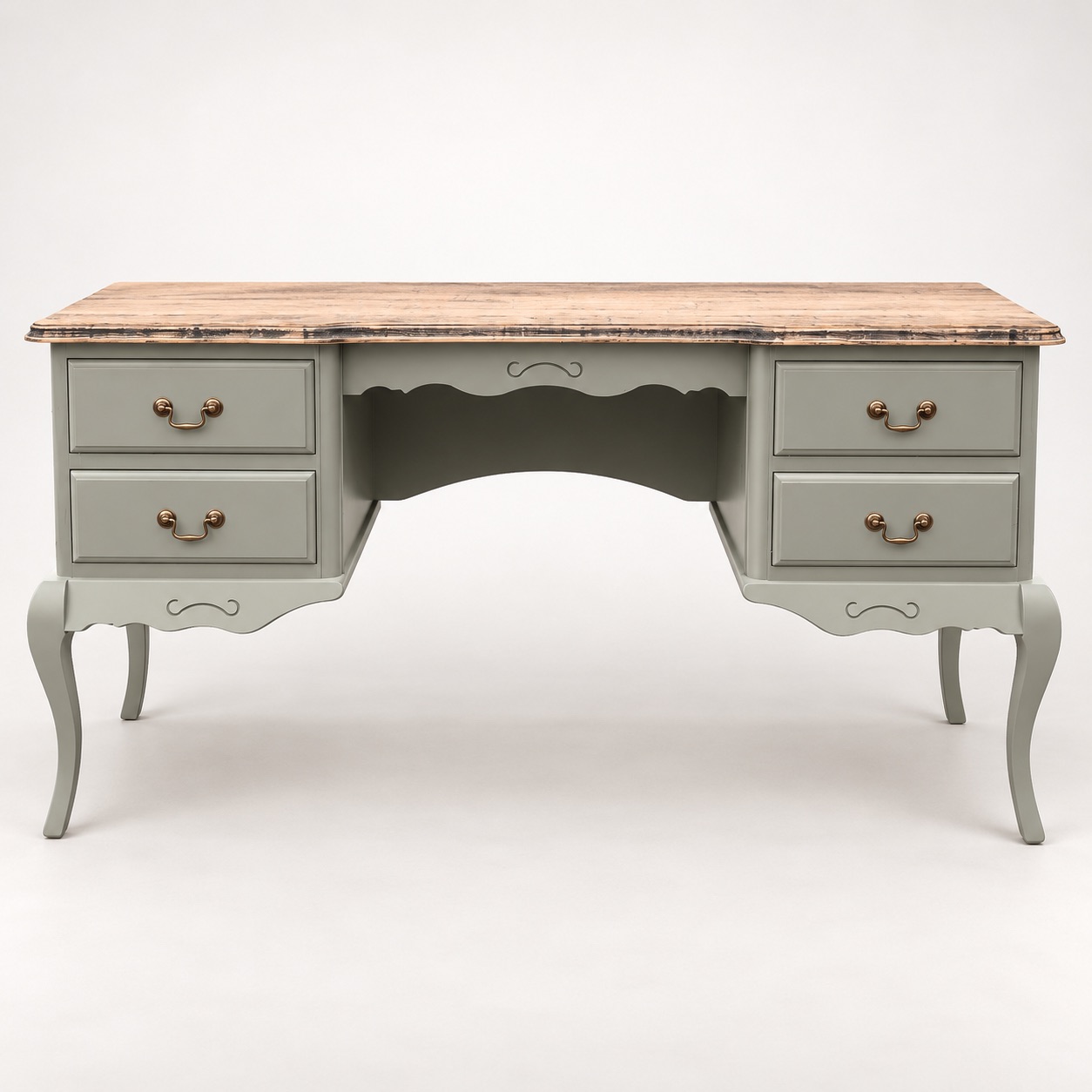French Oak Writing Desk - Front View