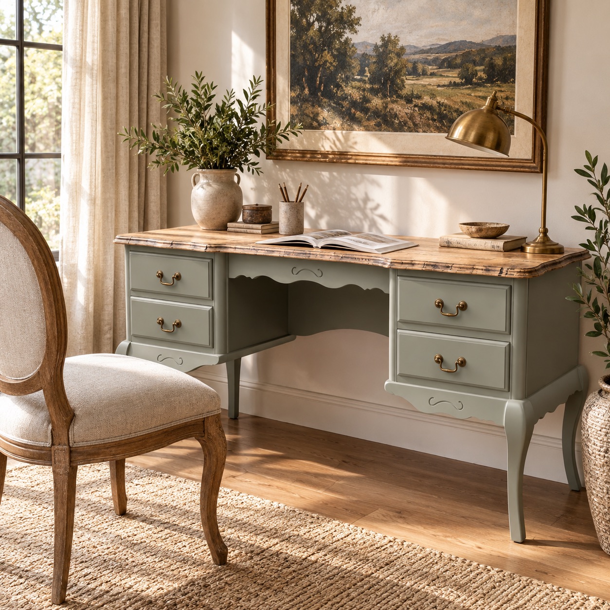 French Oak Writing Desk - Product View