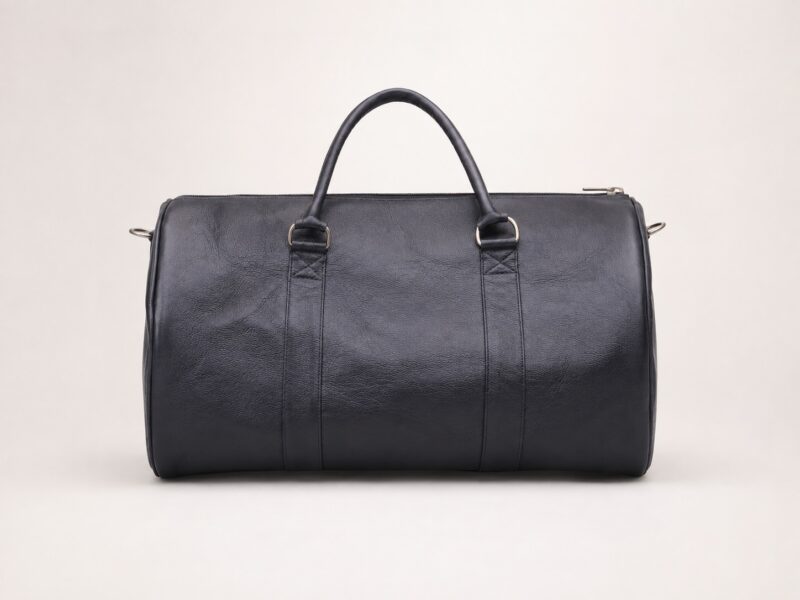 Leather Duffle Bag Charcoal - Front View
