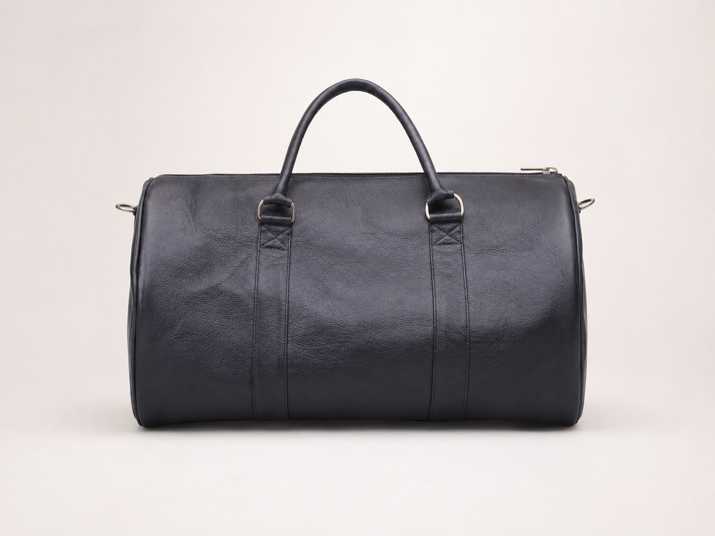 Leather Duffle Bag Charcoal - Front View