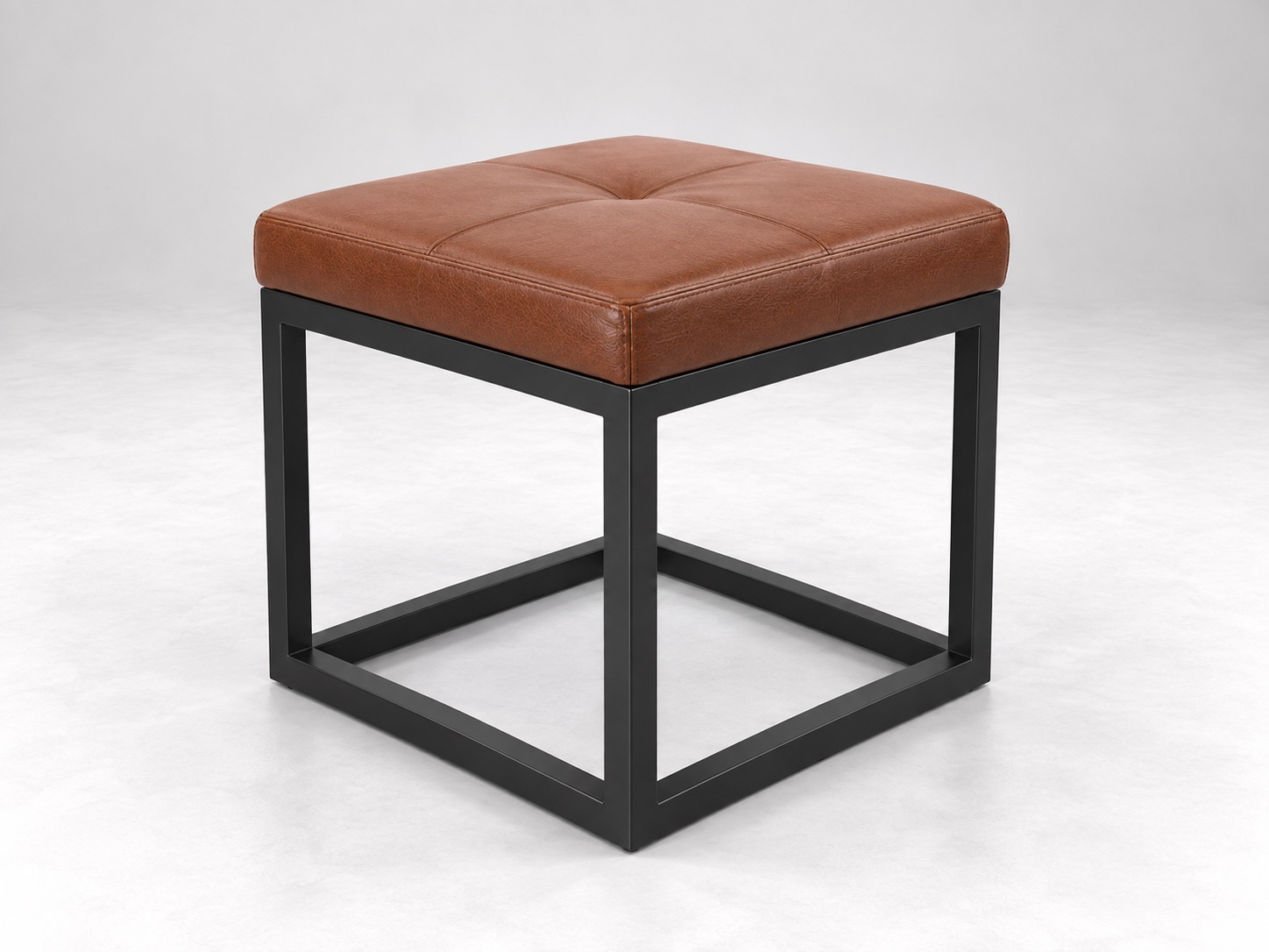 Leather Footstool - Side View