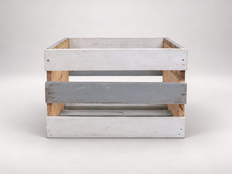 Rustic Wooden Storage Crate - Front View