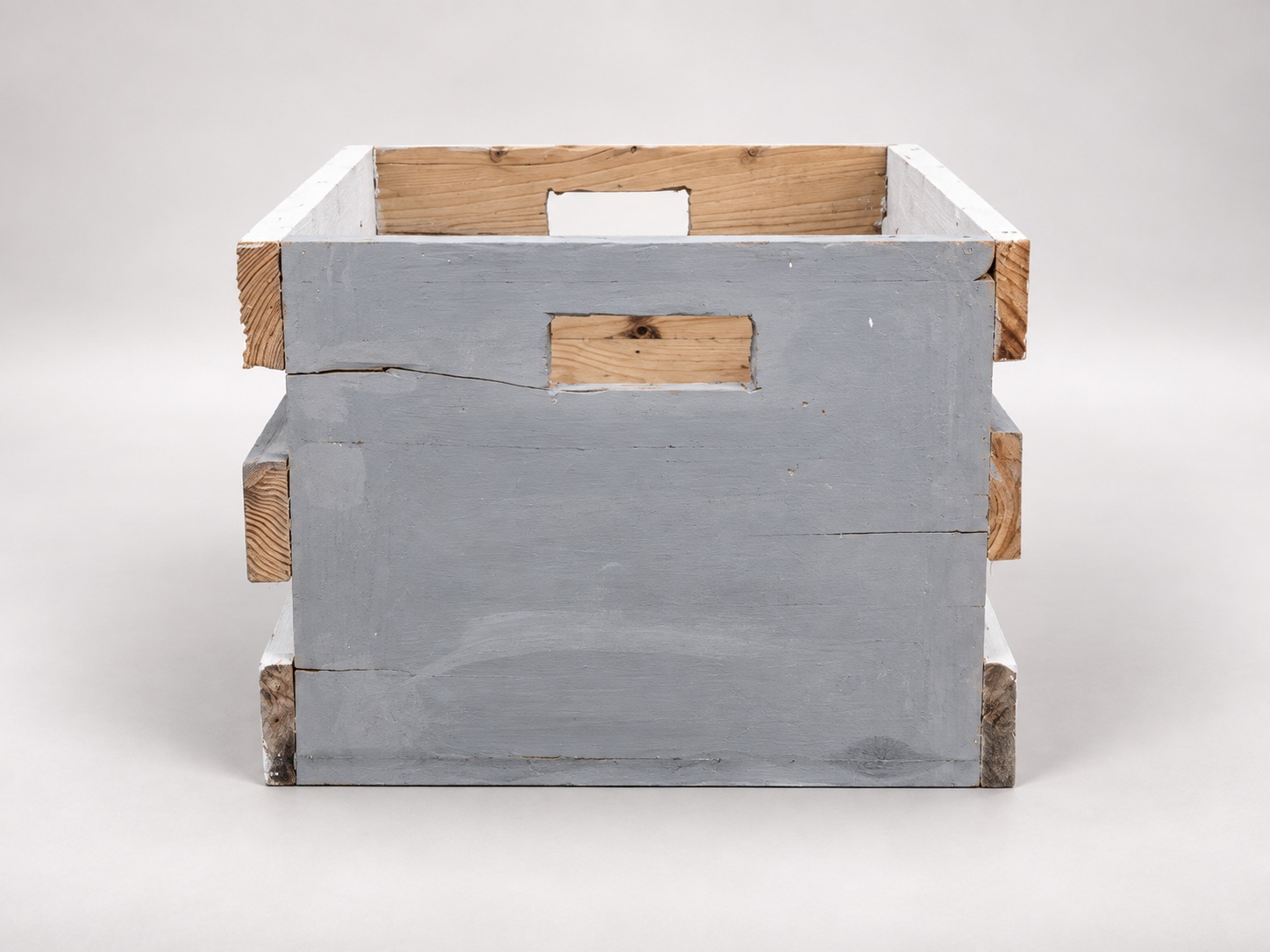 Rustic Wooden Storage Crate - Side View
