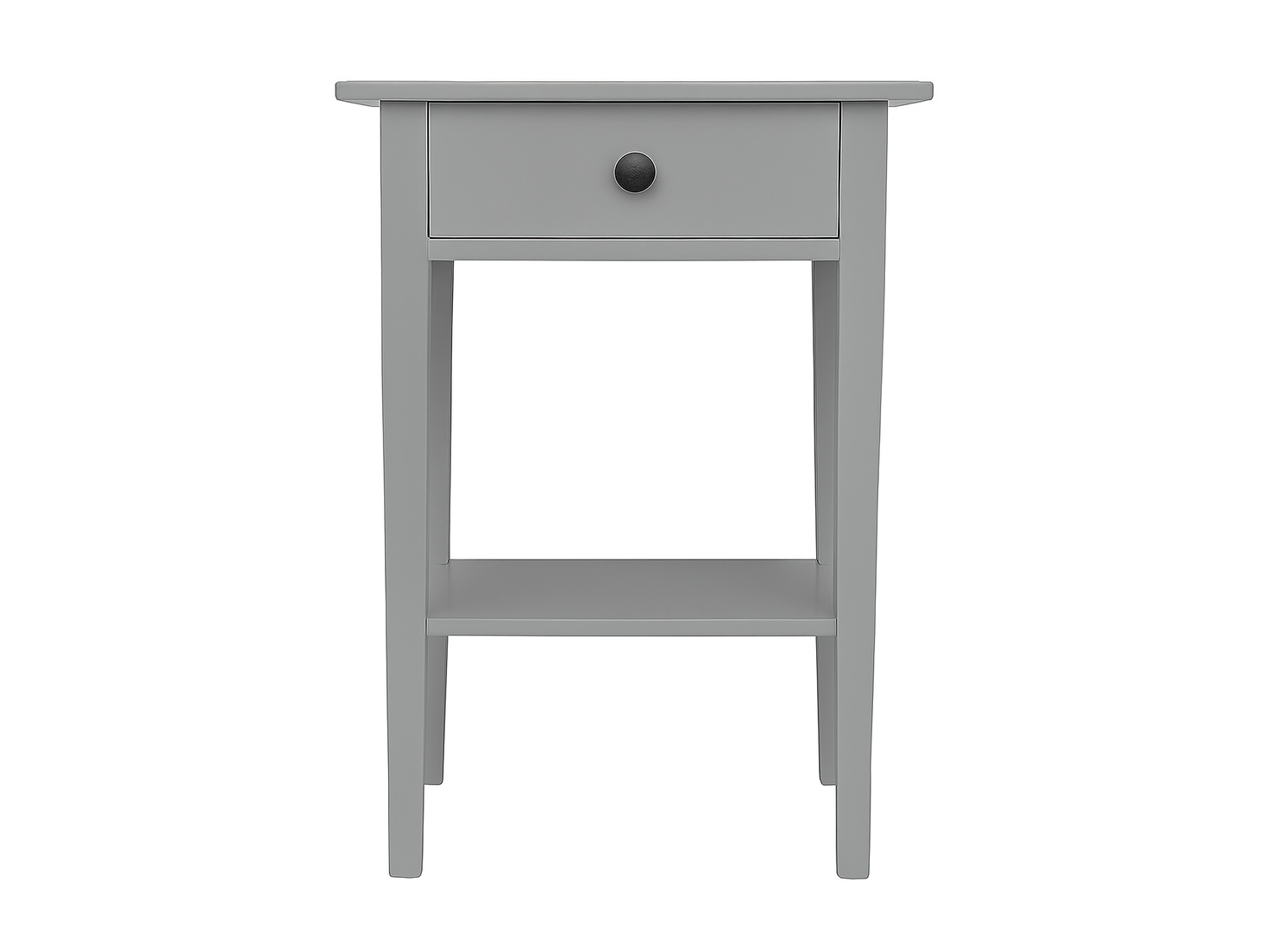 Grey Bella Pedestal with one drawer and an open lower shelf, front view