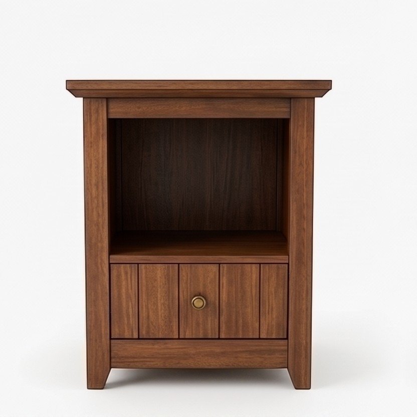 Mahogany Cleveland Pedestal with an open compartment above a panelled drawer, front view