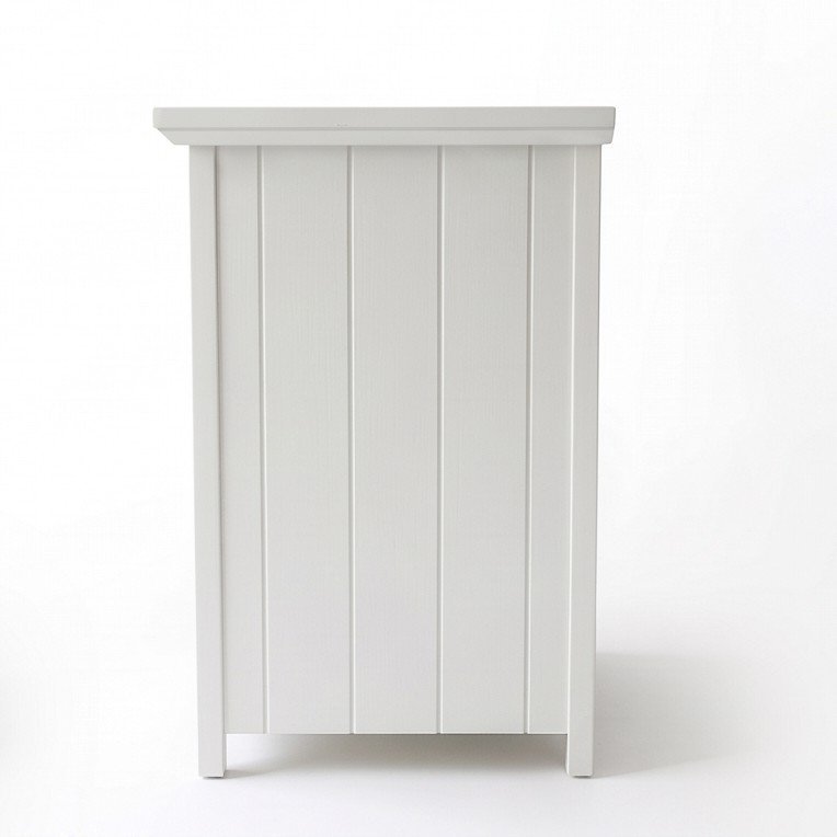 White Cleveland Pedestal, side view showing the vertical panelling